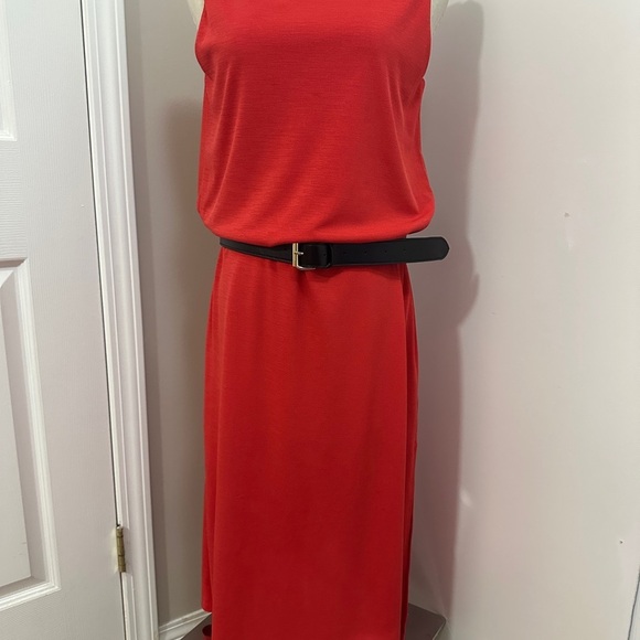 RW&CO Red Sheath Midi Dress Sleeveless Halter fits (M/S) - Picture 3 of 13